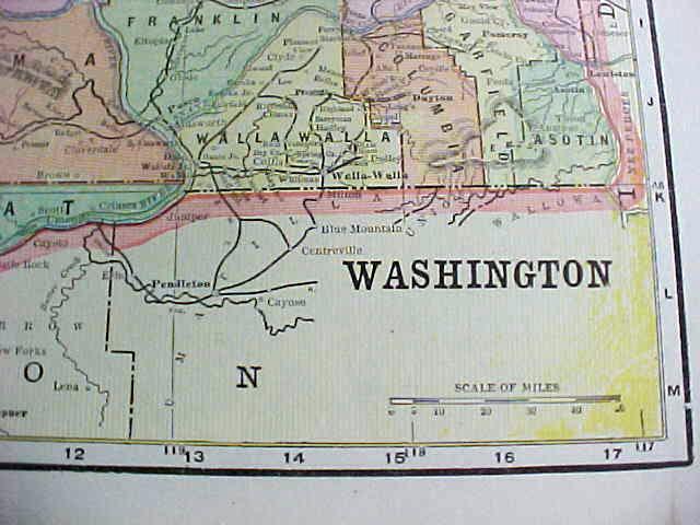 Crams Map Washington Oregon 1898 Antique