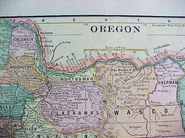 Crams Map Washington Oregon 1898 Antique