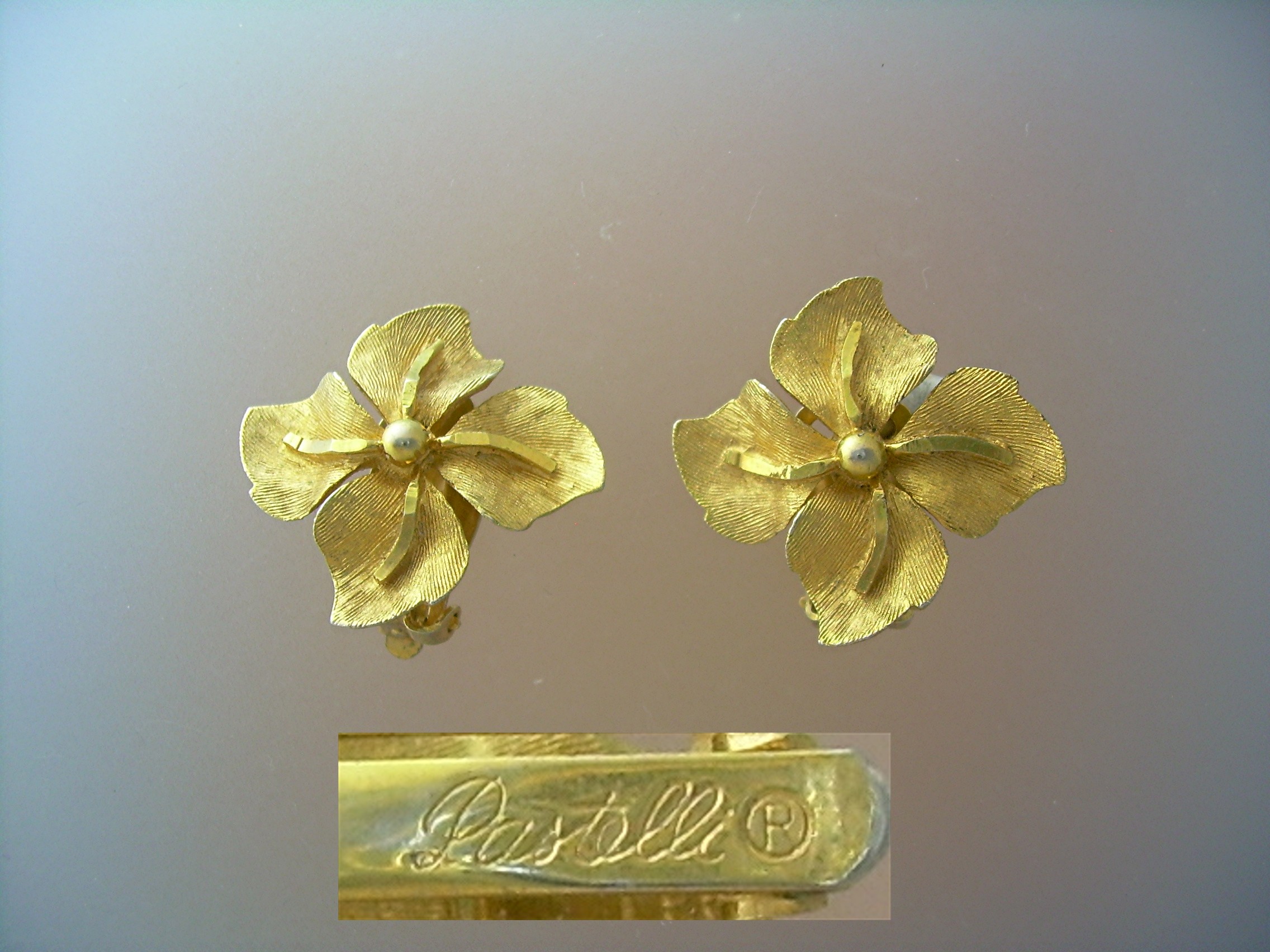Goldtone PASTELLI Flower Clip Earrings