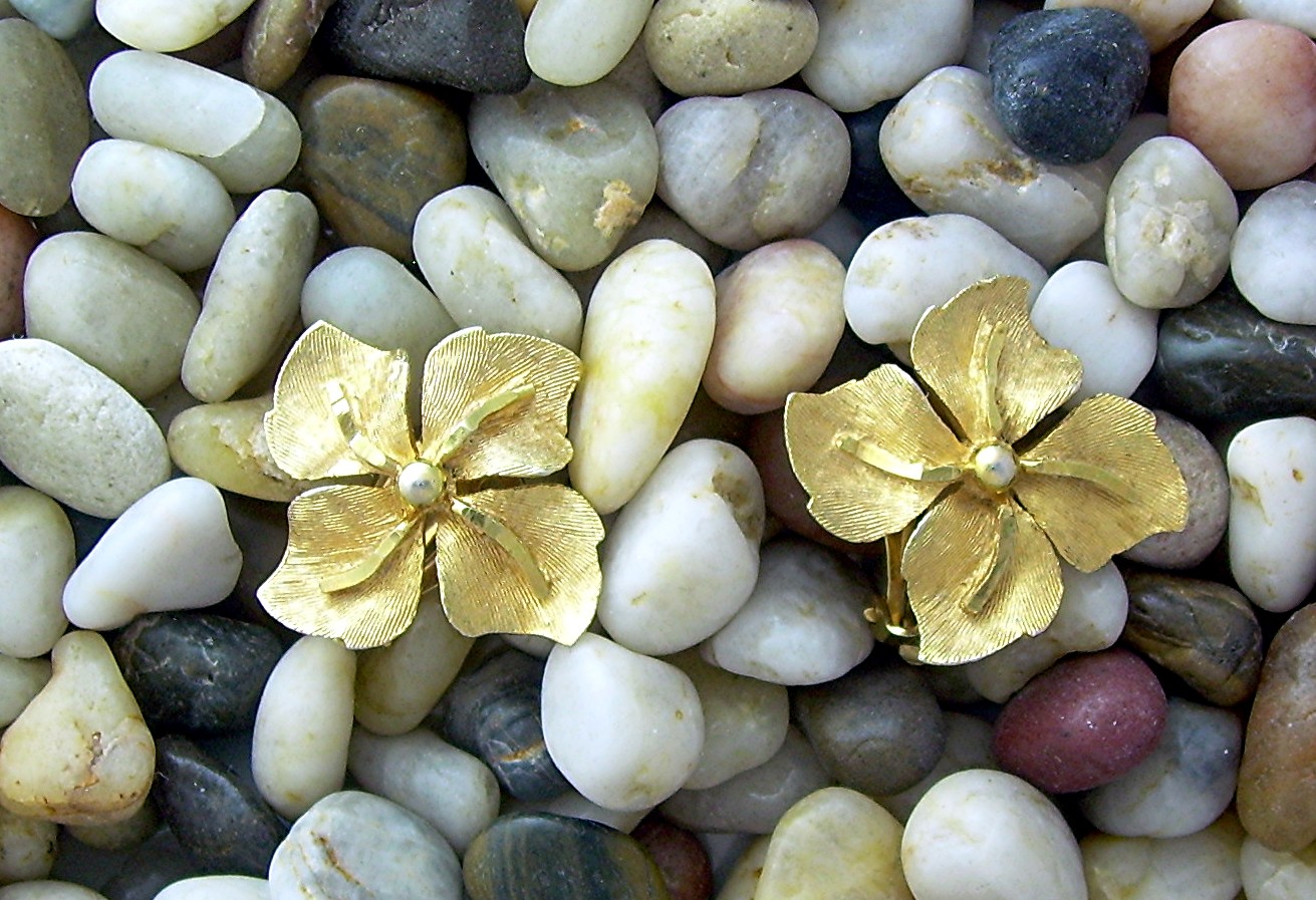 Goldtone PASTELLI Flower Clip Earrings