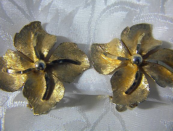 Goldtone PASTELLI Flower Clip Earrings
