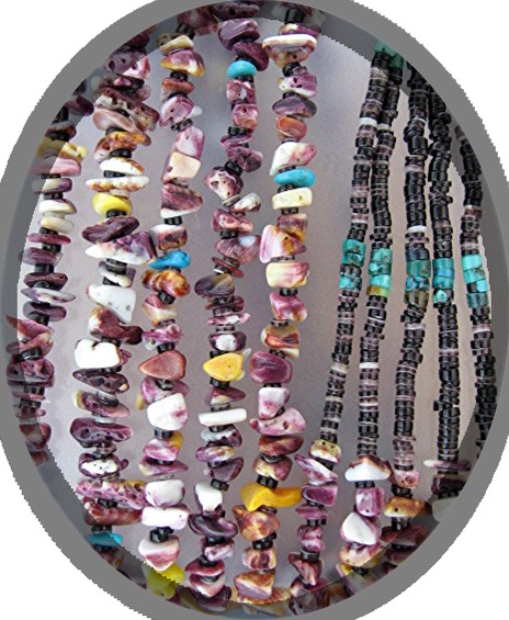 Necklace Purple Spiny Oyster Turquoise Heishi 5 Strand