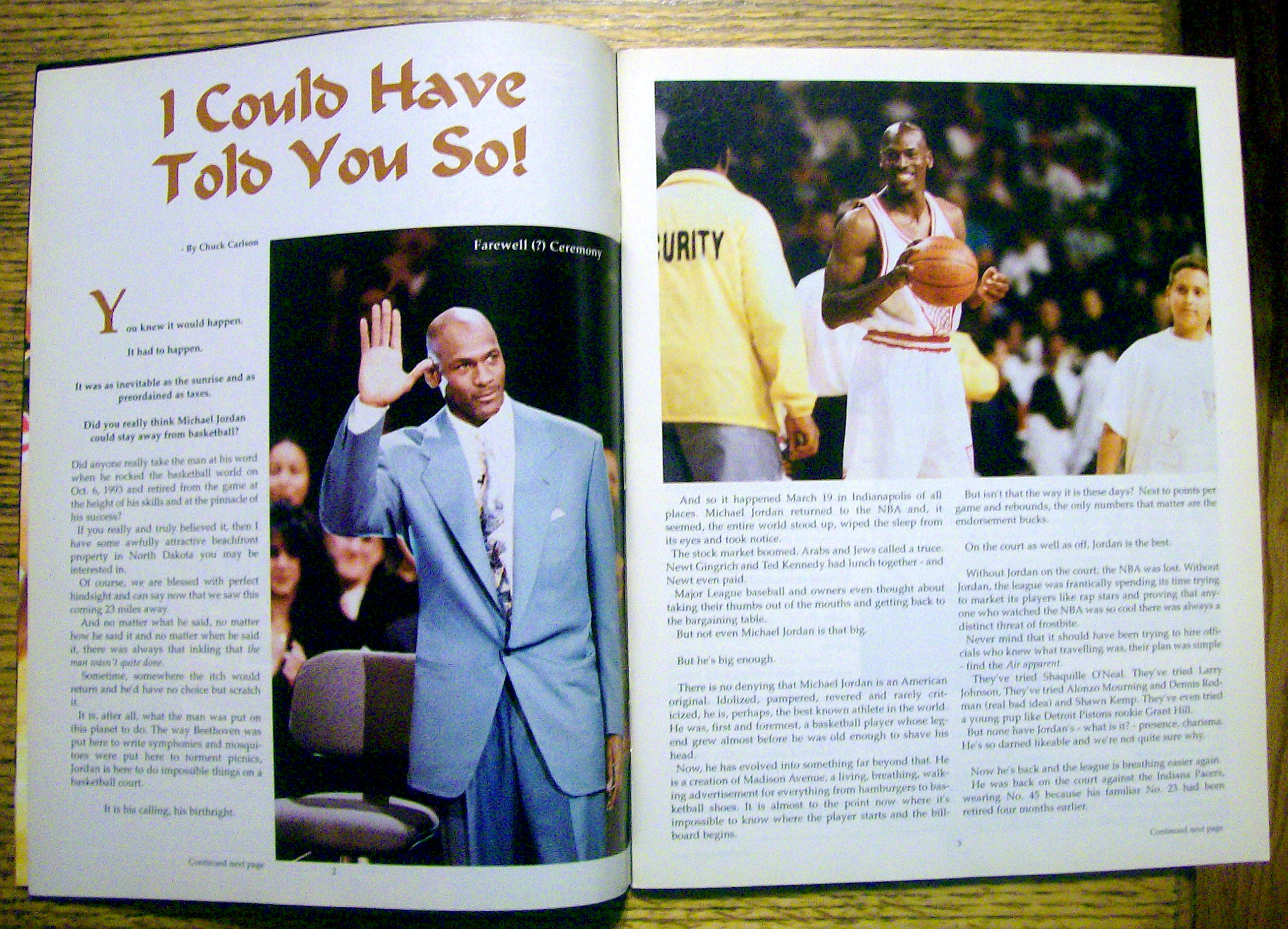 Michael Jordan Returns Magazine 1995 (Collector's Ed.)