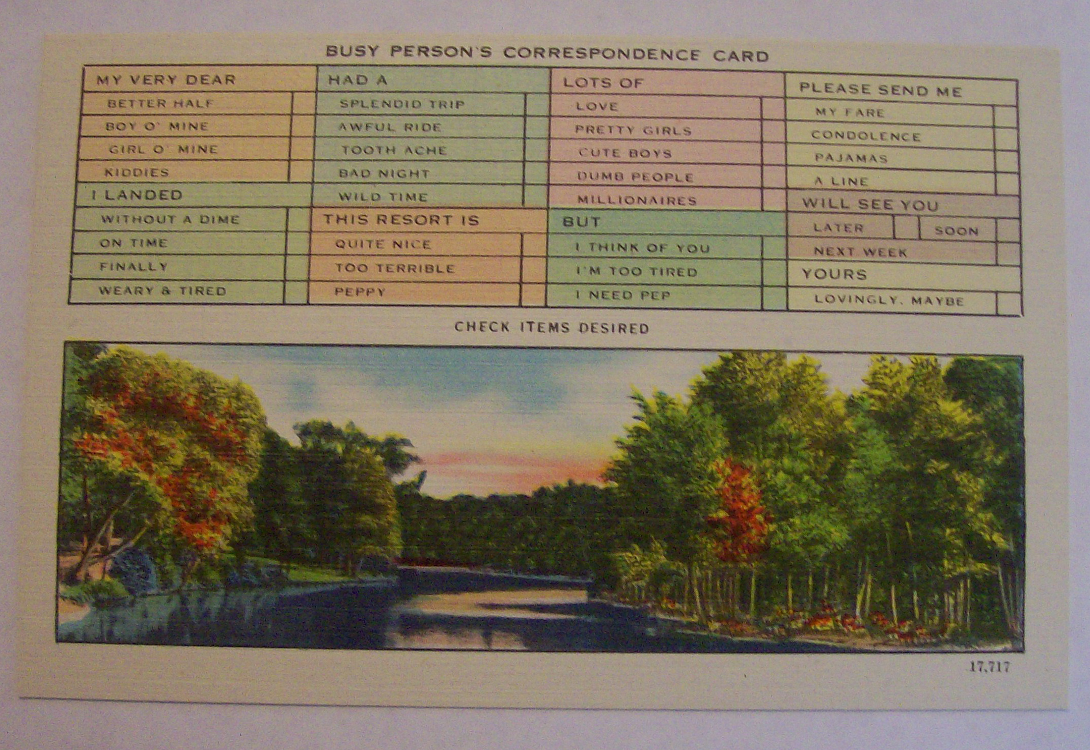 Busy Person's Correspondence Postcard