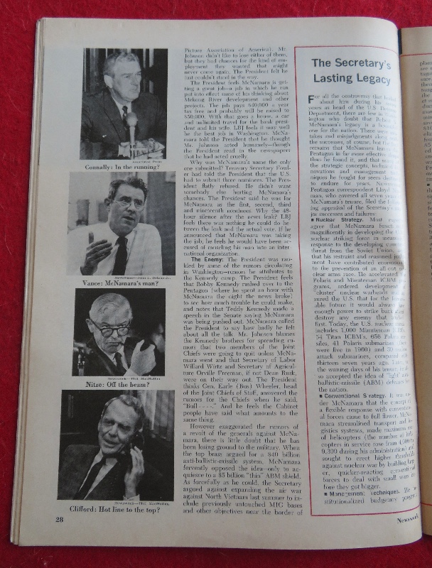 Newsweek Magazine December 11, 1967 Mc Namara: Why Is He Leaving