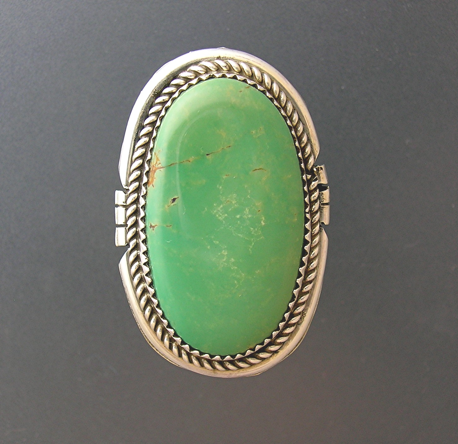 Native American  Sterling Silver Green Turquoise Ring