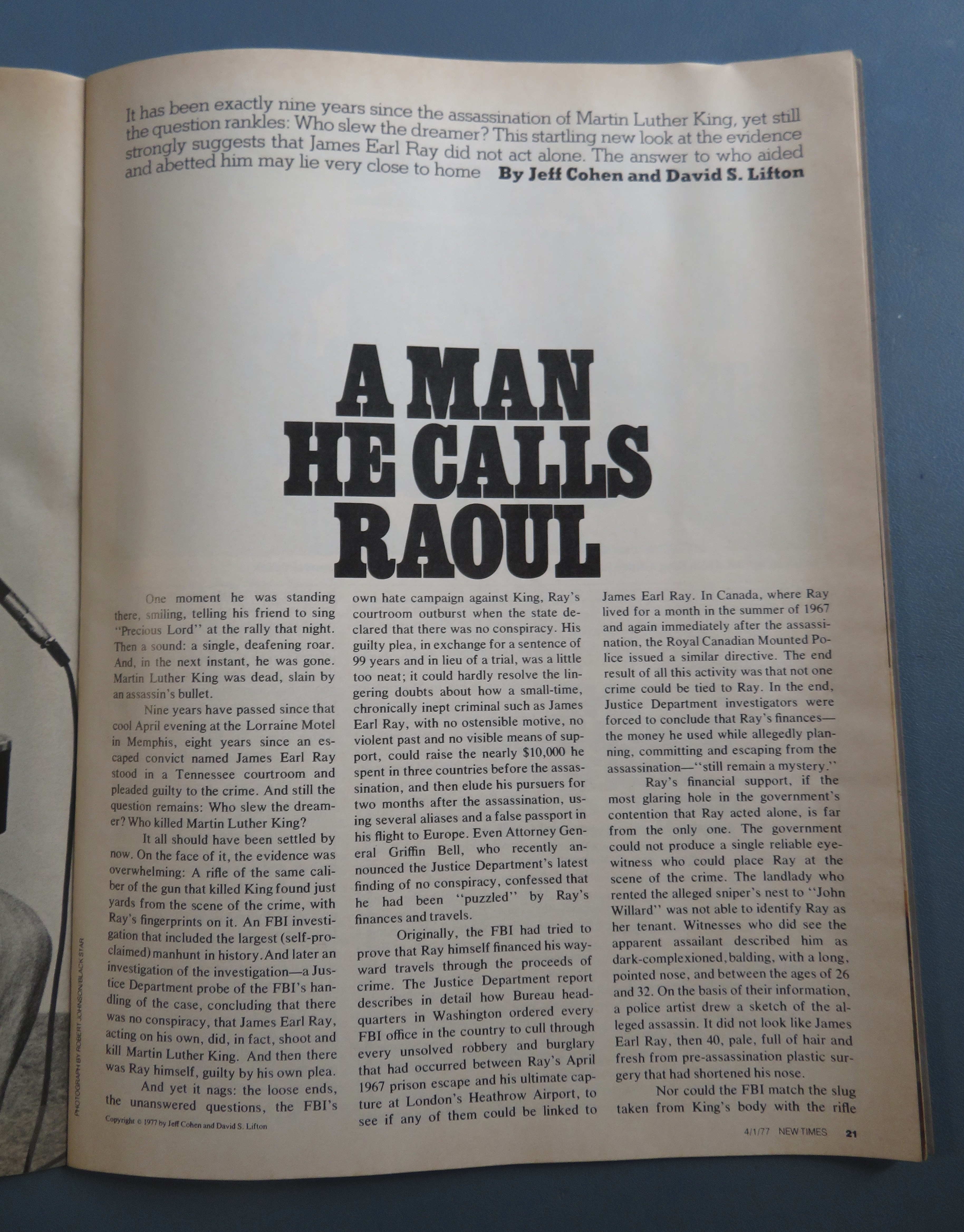New Times Magazine April 1, 1977 King Case Reopened
