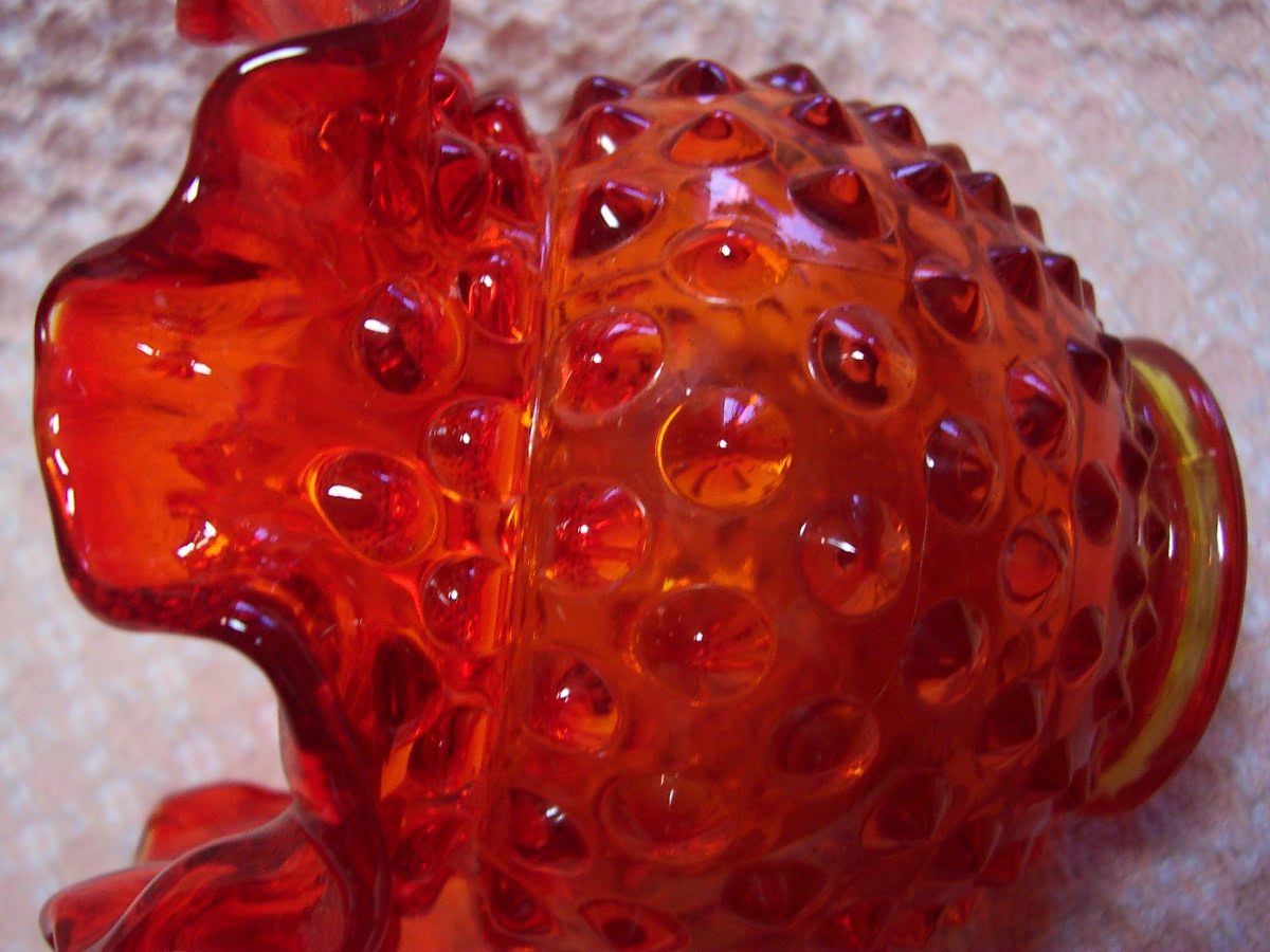 Fenton Amberina Hobnail Glass Rose Bowl