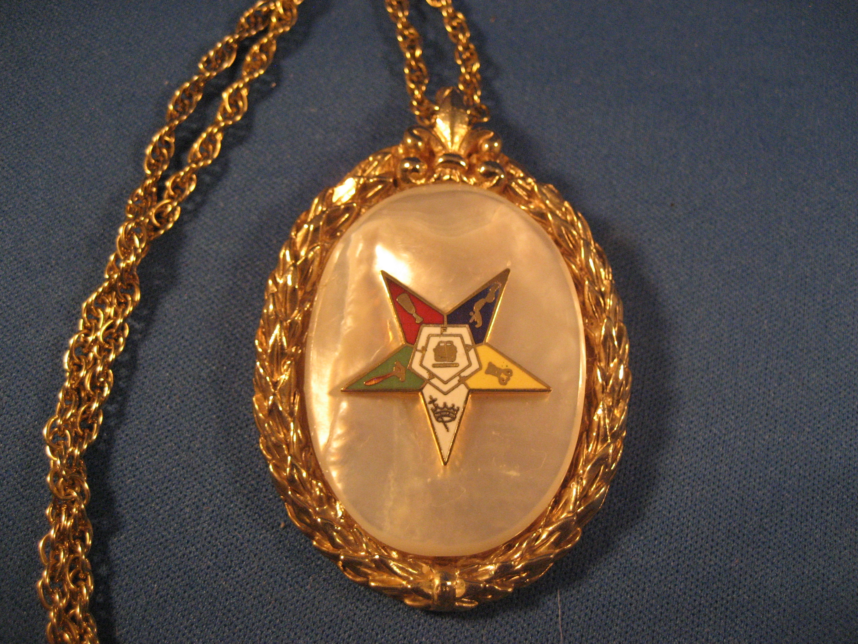 Eastern Star Mother of Pearl Pendant and Chain
