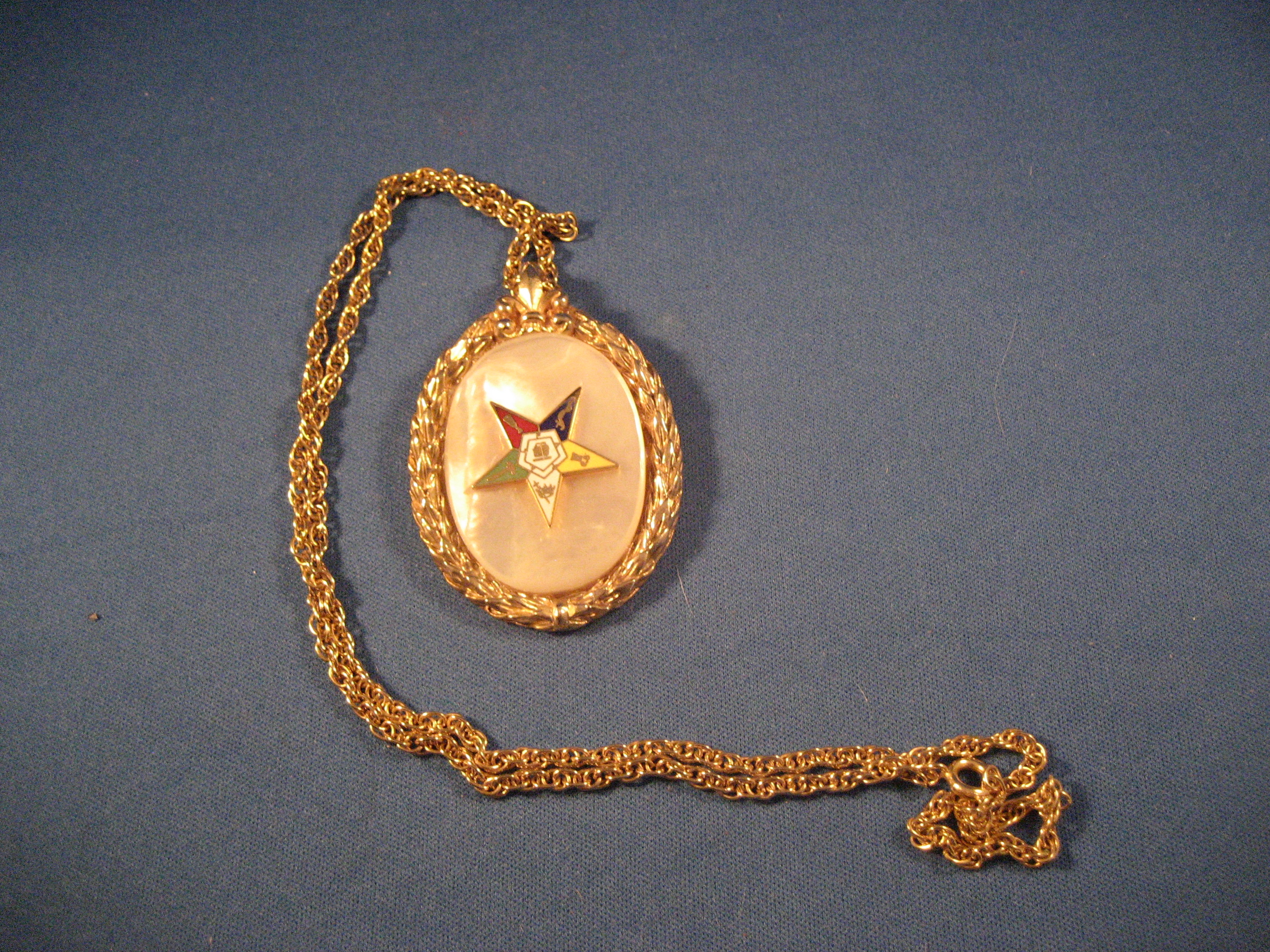Eastern Star Mother of Pearl Pendant and Chain