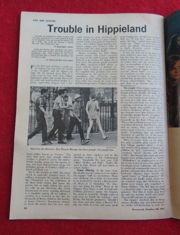 Newsweek Magazine October 30, 1967 Trouble In Hippieland