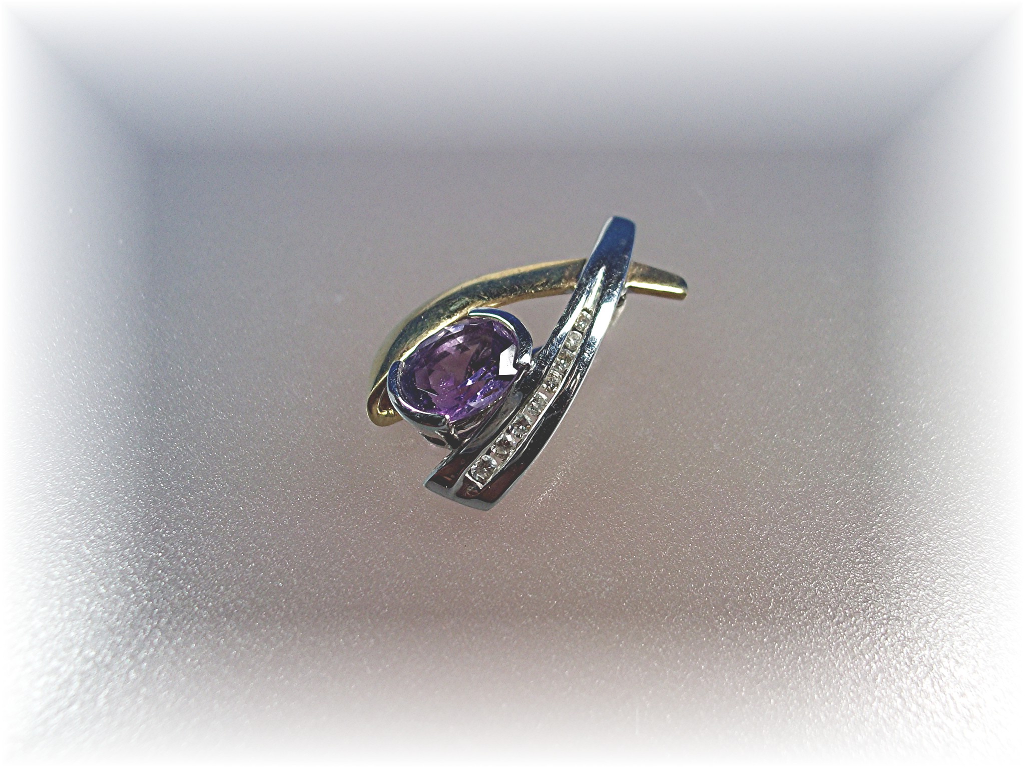Pendant Enhancer 14K Yellow White Gold Amethyst Diamond