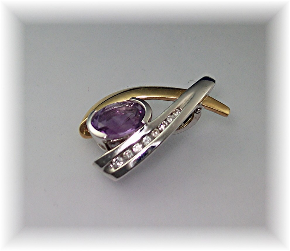 Pendant Enhancer 14K Yellow White Gold Amethyst Diamond