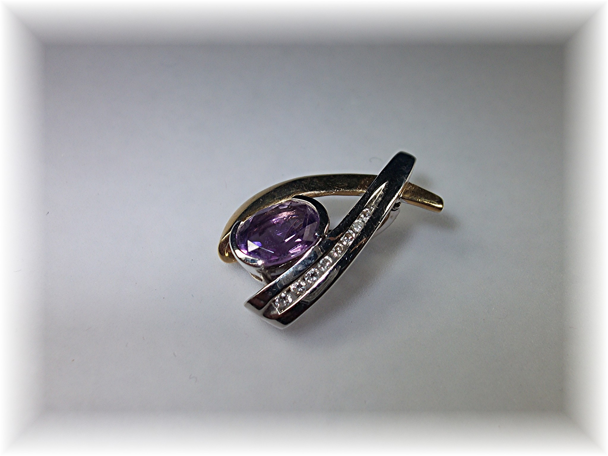 Pendant Enhancer 14K Yellow White Gold Amethyst Diamond
