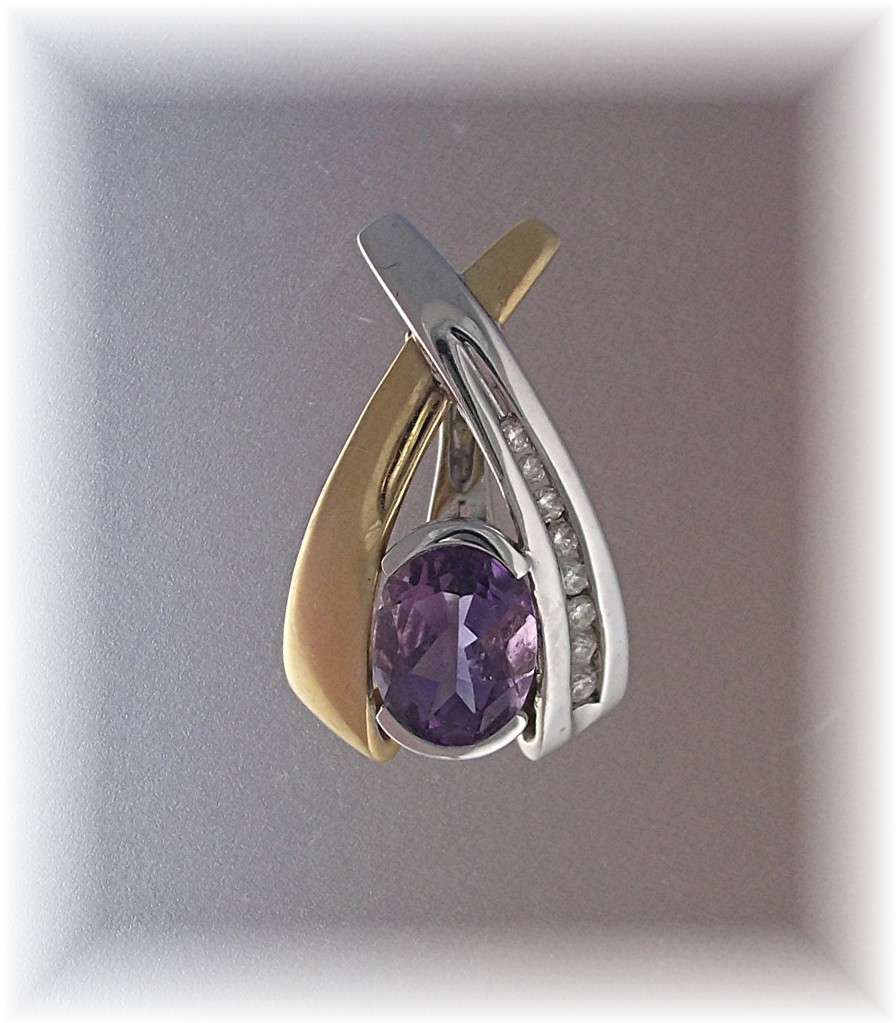 Pendant Enhancer 14K Yellow White Gold Amethyst Diamond