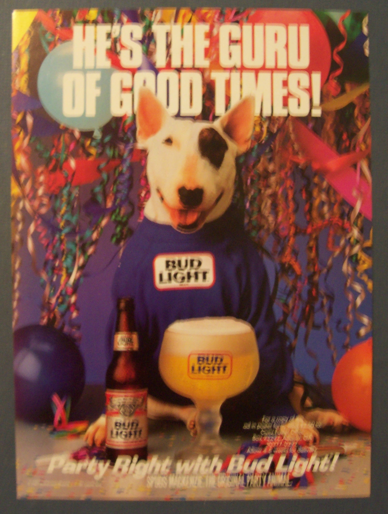 1988 Bud Light Beer Ad with Spuds Mackenzie