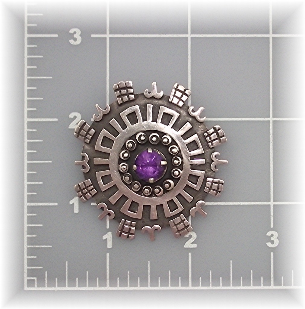 Brooch Pin Los Ballesteros Sterling Silver Amethyst
