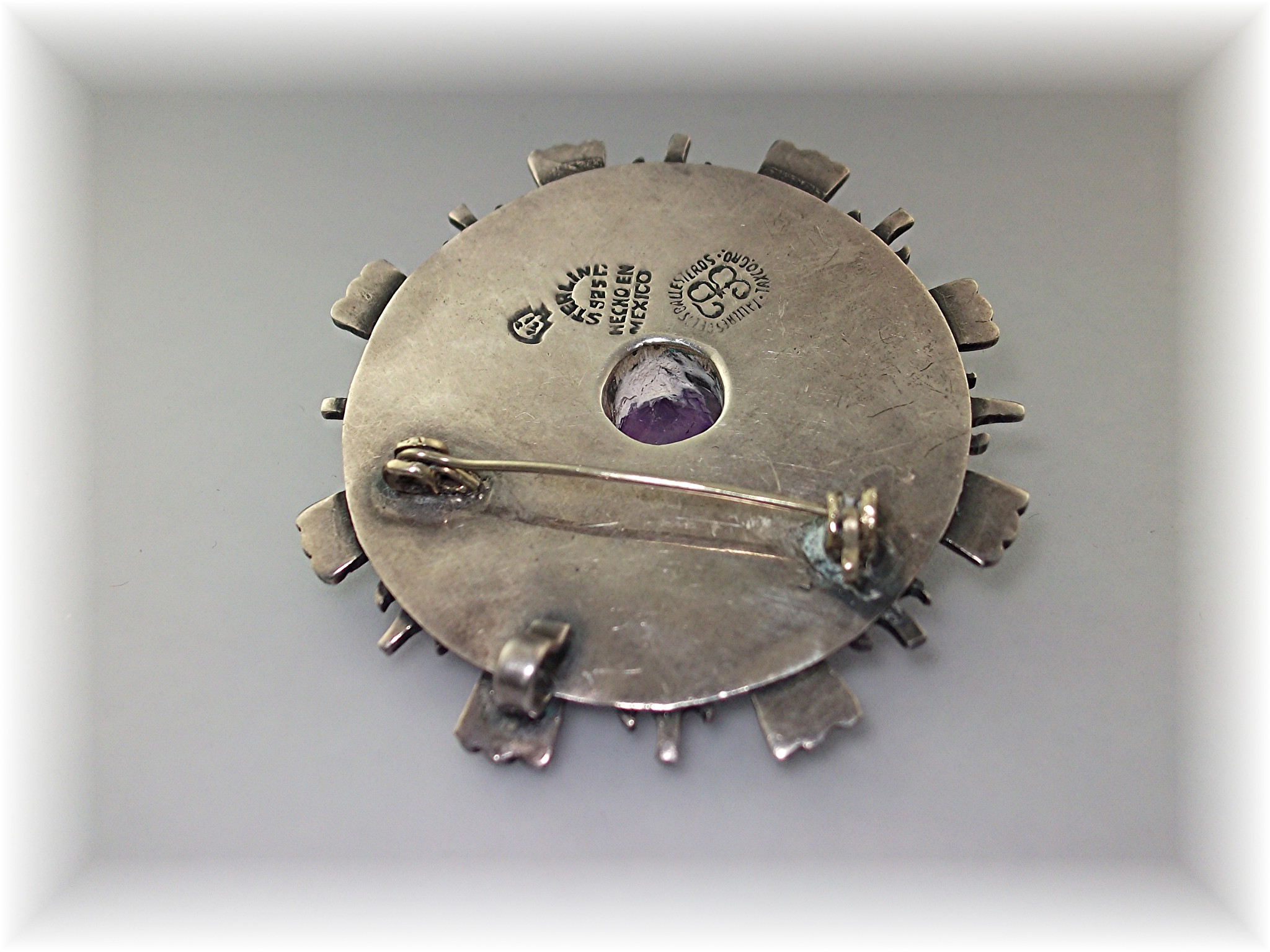Brooch Pin Los Ballesteros Sterling Silver Amethyst
