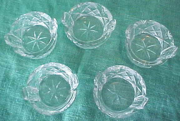 Cut Crystal Salts (6) Basket Shape Design
