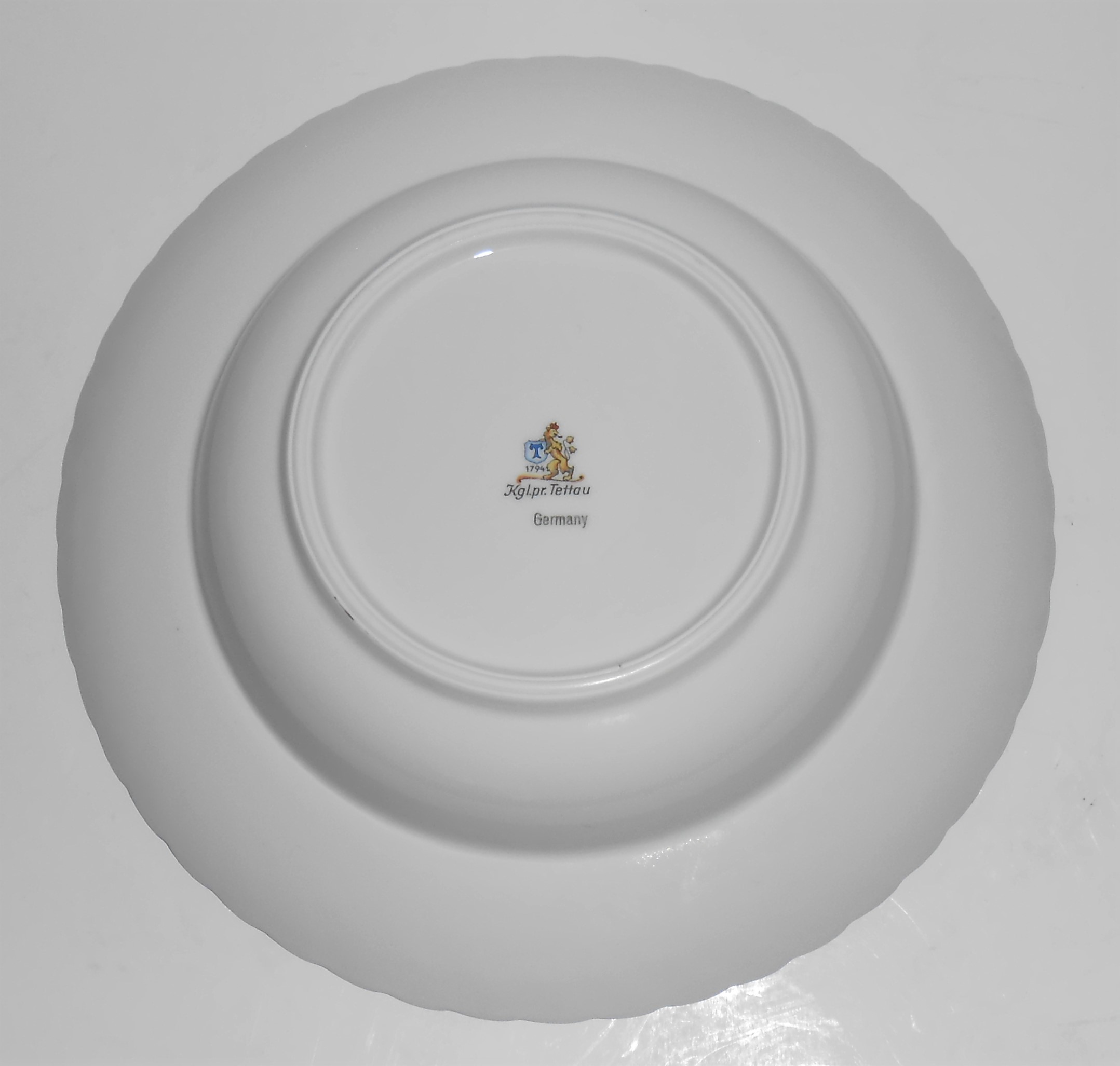 Royal Tettau China Dawn Rose Platinum Band Rim Soup