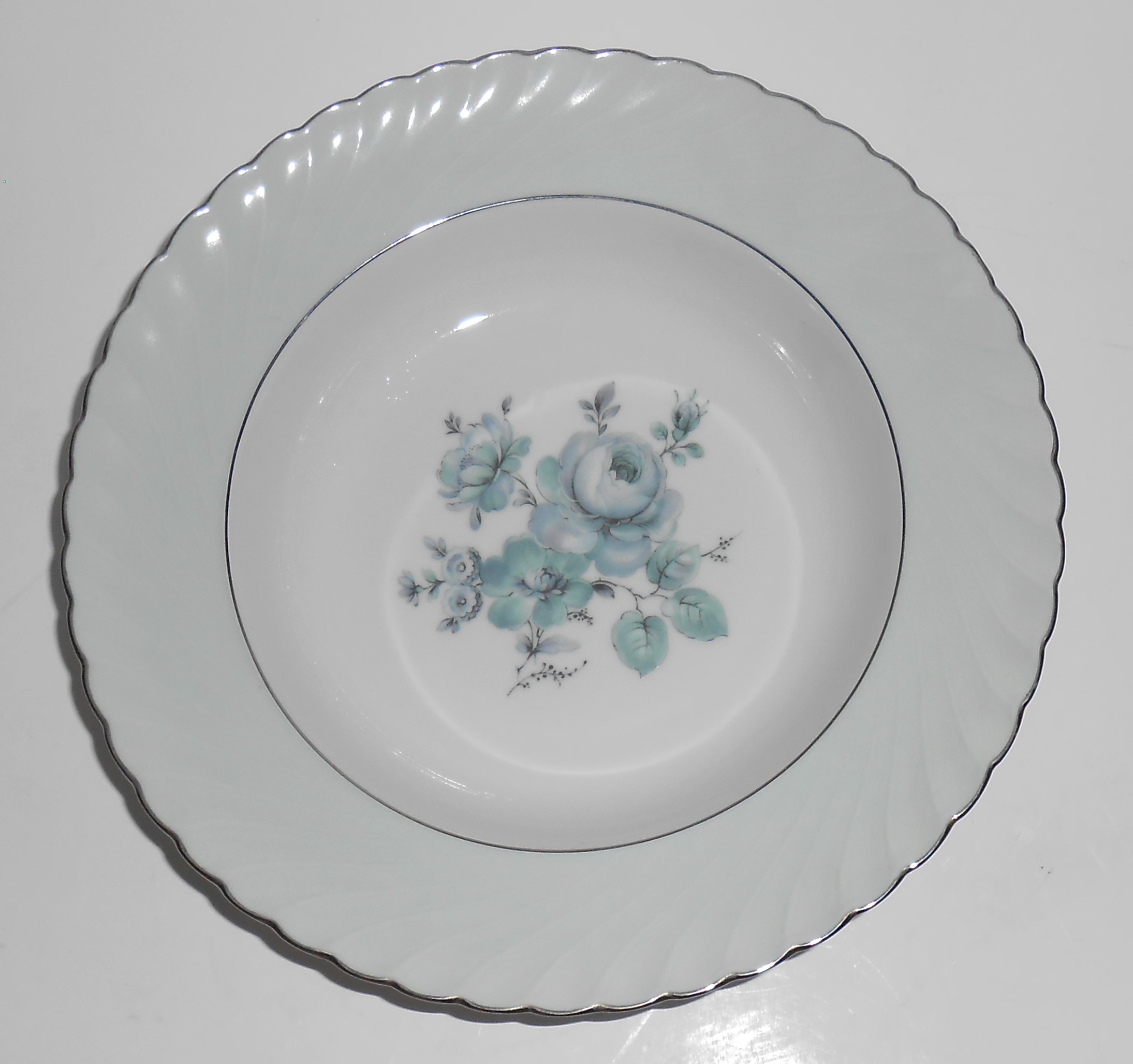 Royal Tettau China Dawn Rose Platinum Band Rim Soup