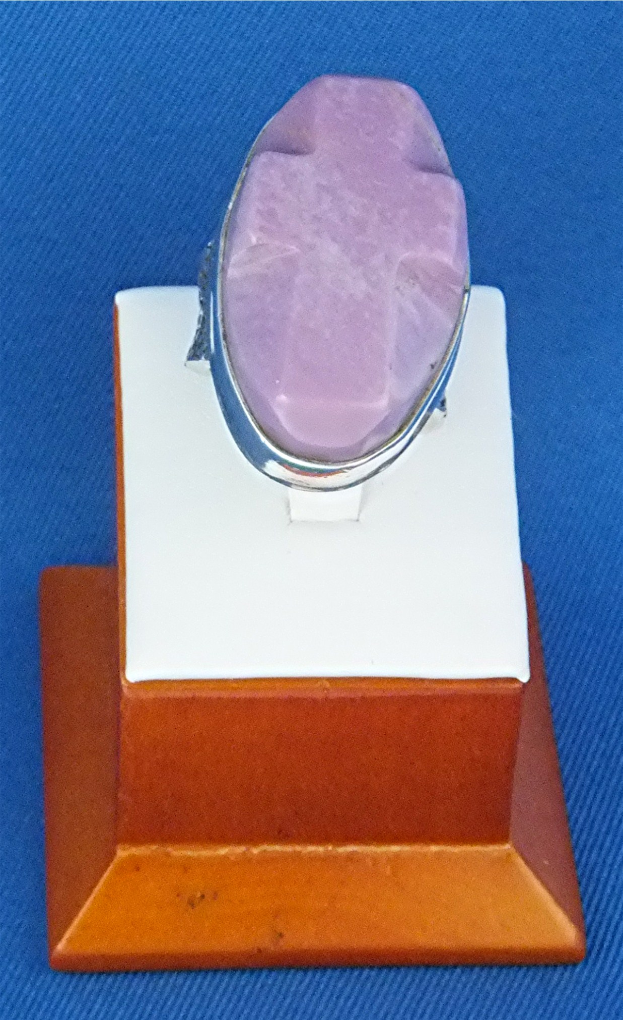 David Troutman Sterling Silver Carved Damsonite Ring
