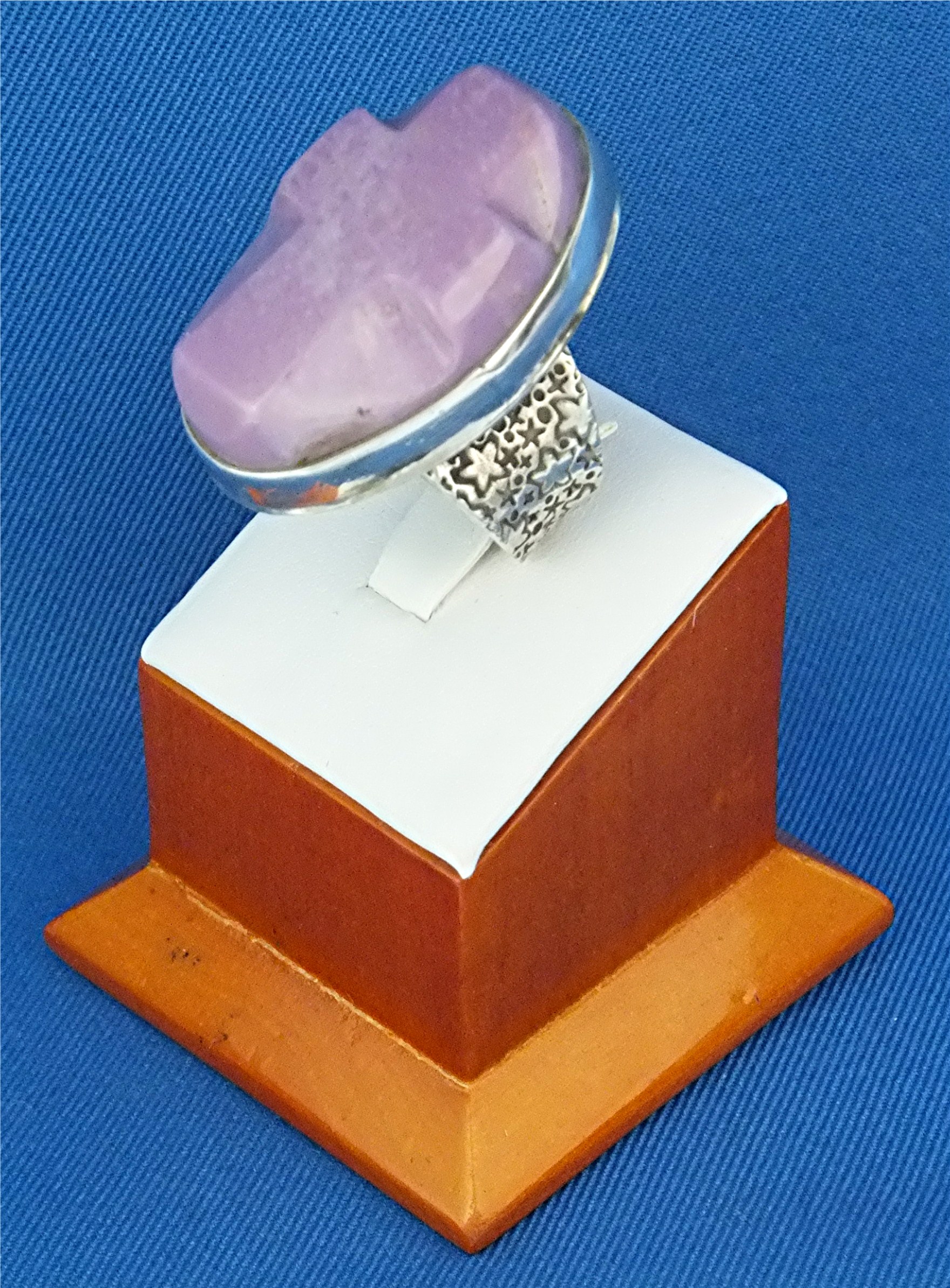 David Troutman Sterling Silver Carved Damsonite Ring