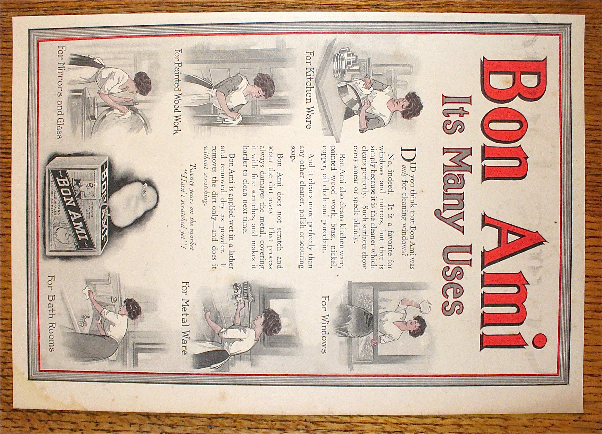 1911 Bon Ami with Woman Cleaning Different Things