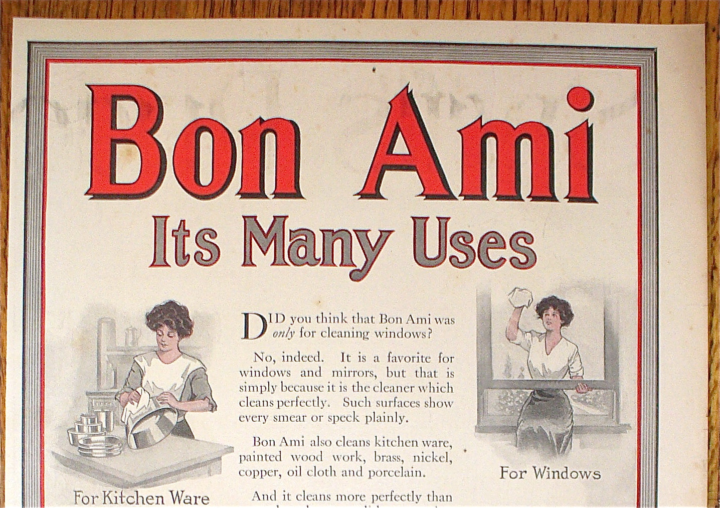 1911 Bon Ami with Woman Cleaning Different Things