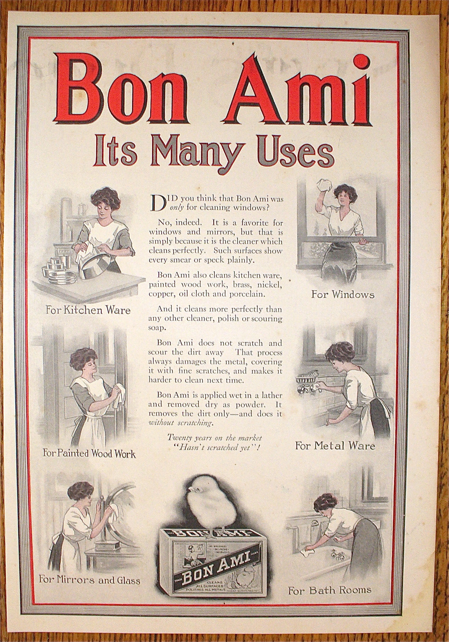 1911 Bon Ami with Woman Cleaning Different Things