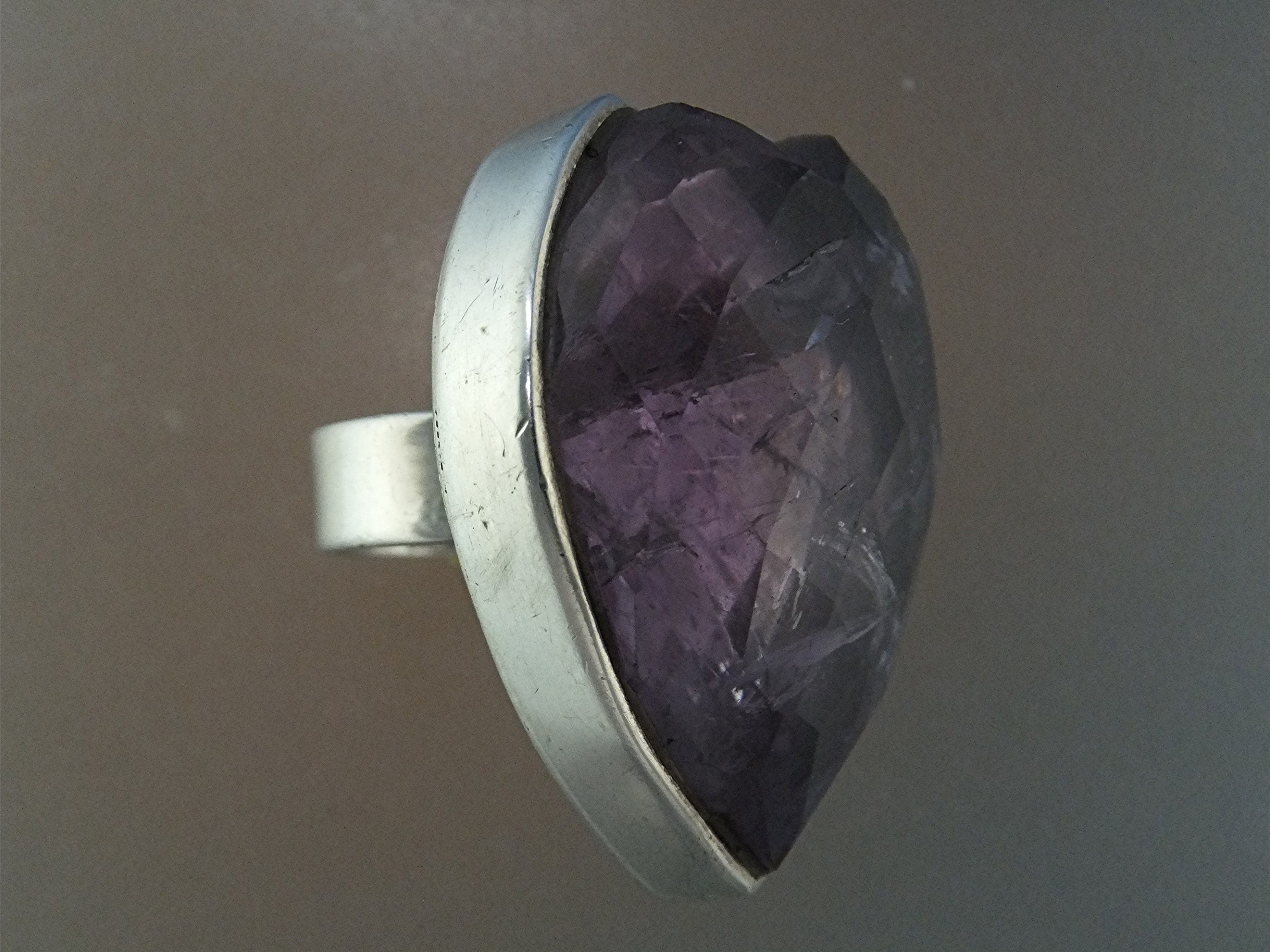 Ring Sterling Silver Amethyst Quartz Heart