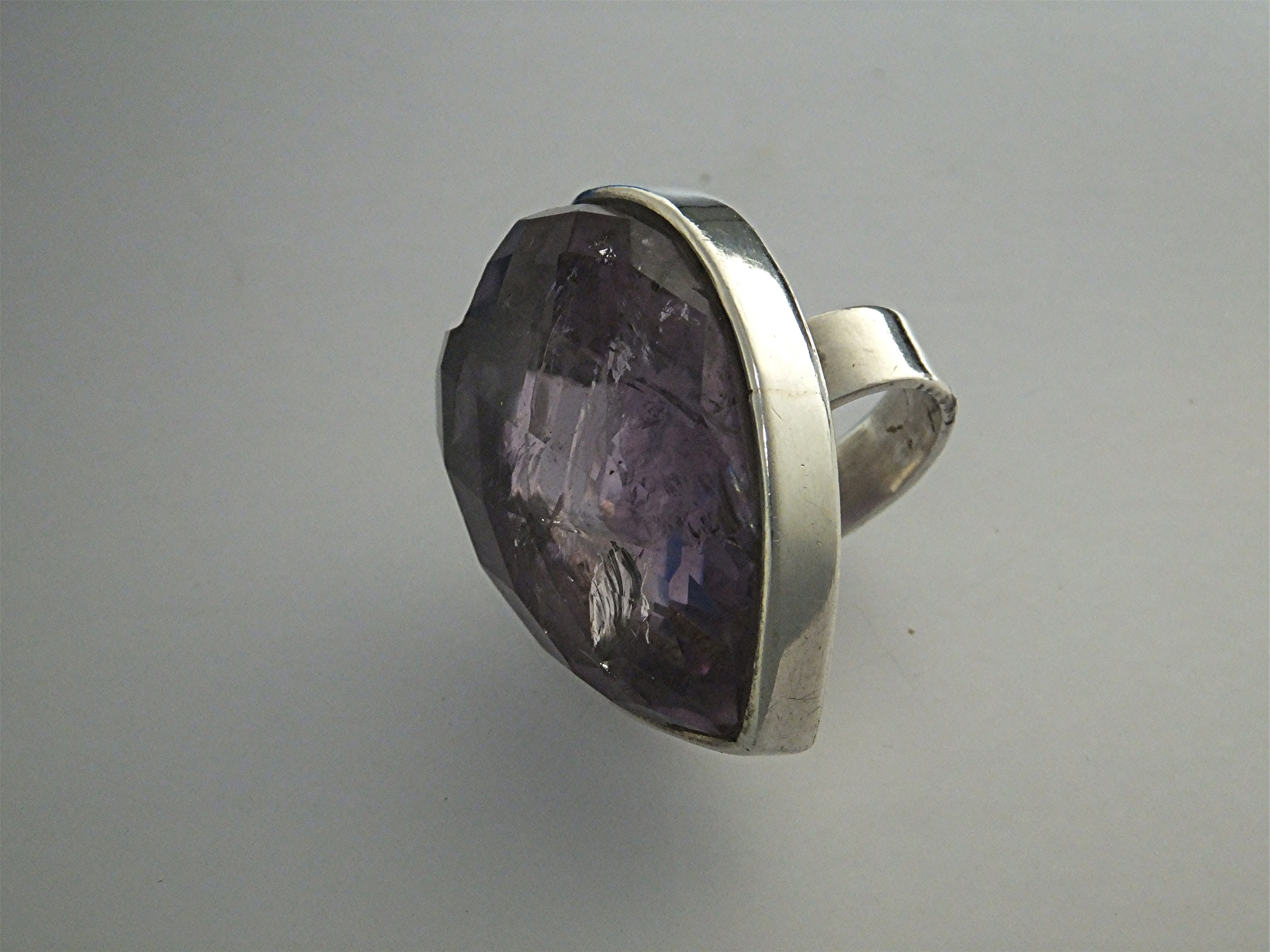 Ring Sterling Silver Amethyst Quartz Heart