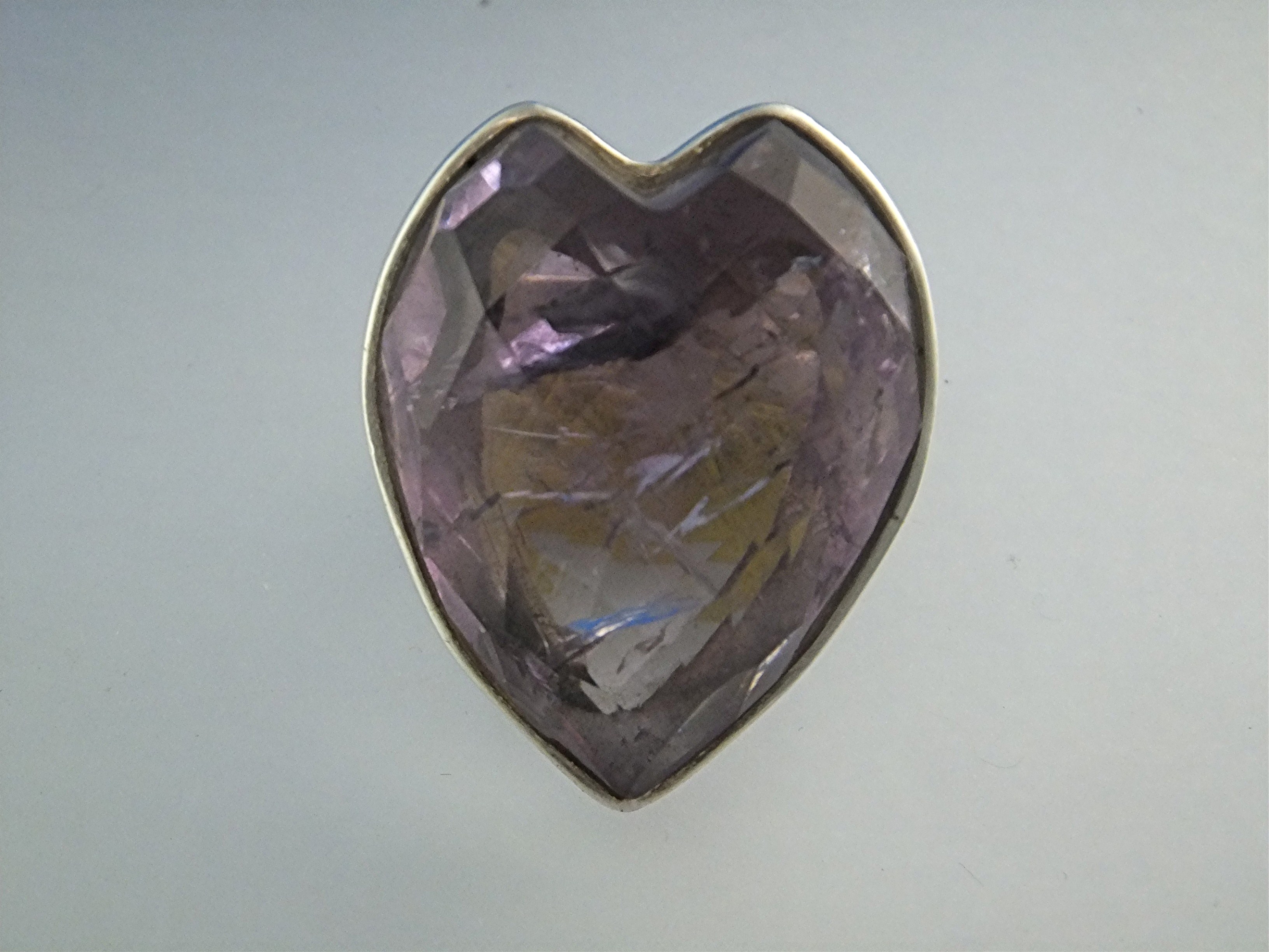 Ring Sterling Silver Amethyst Quartz Heart