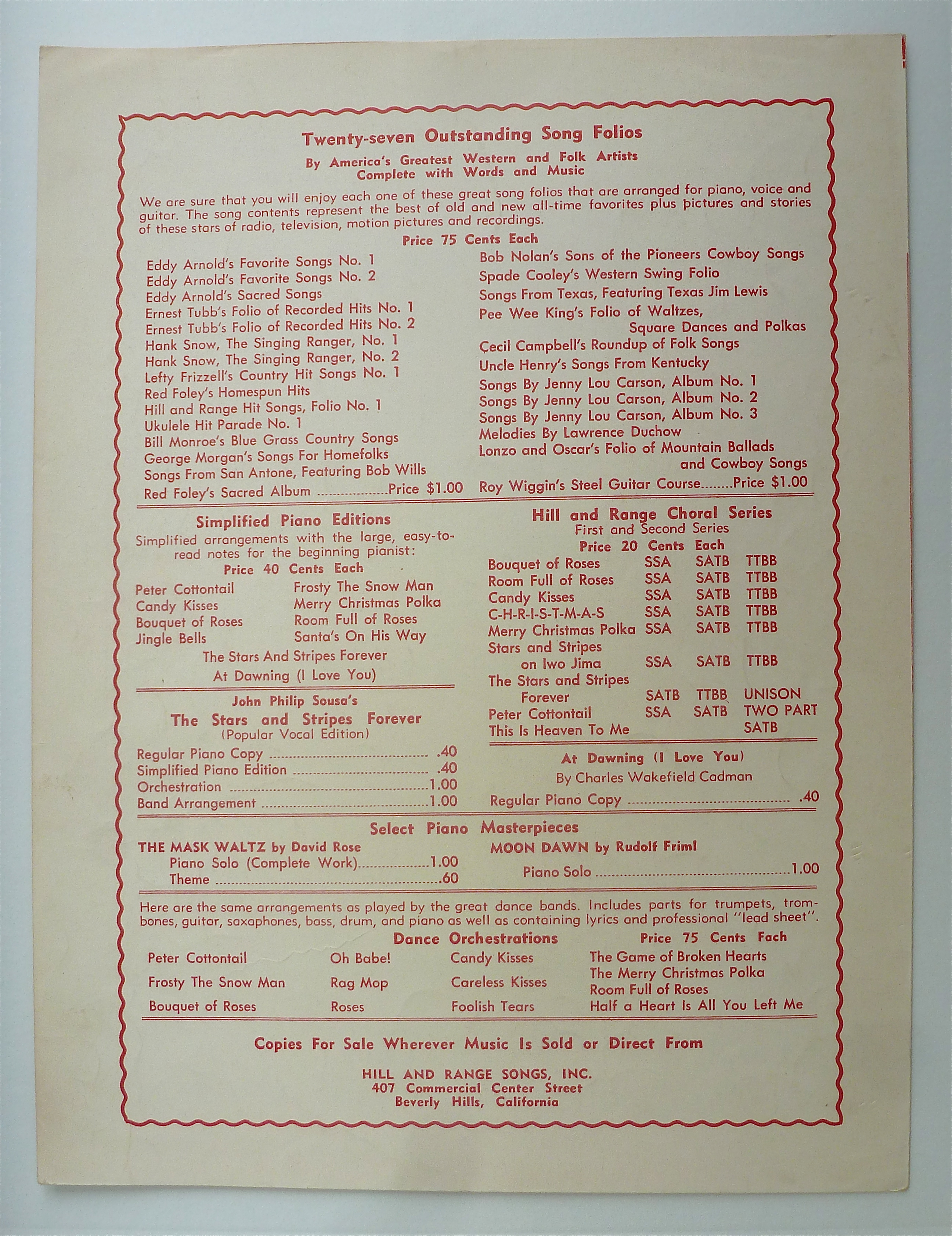 Sheet Music For 1952 Gone