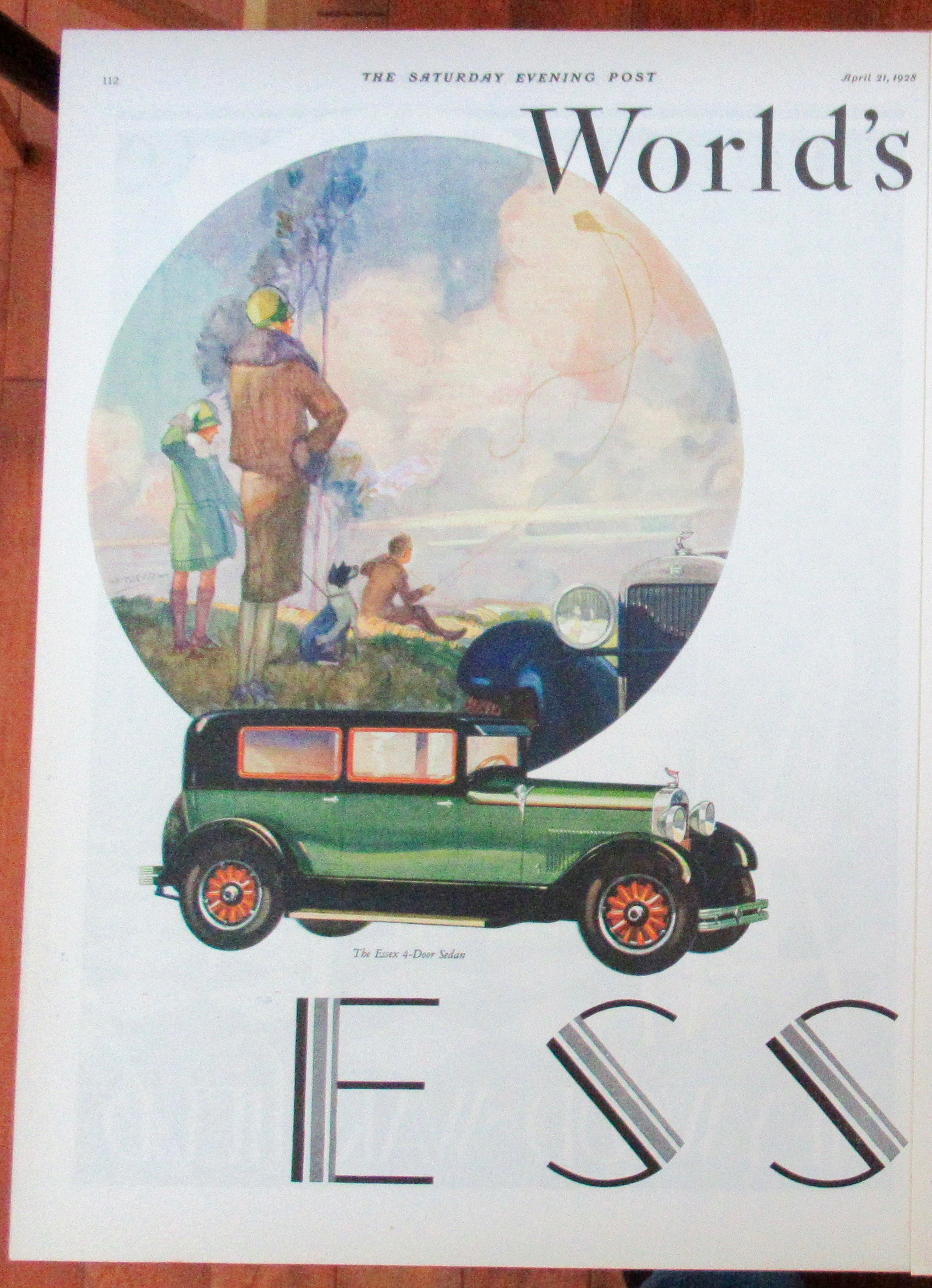 1928 Essex Automobile with the Essex 4 Door Sedan