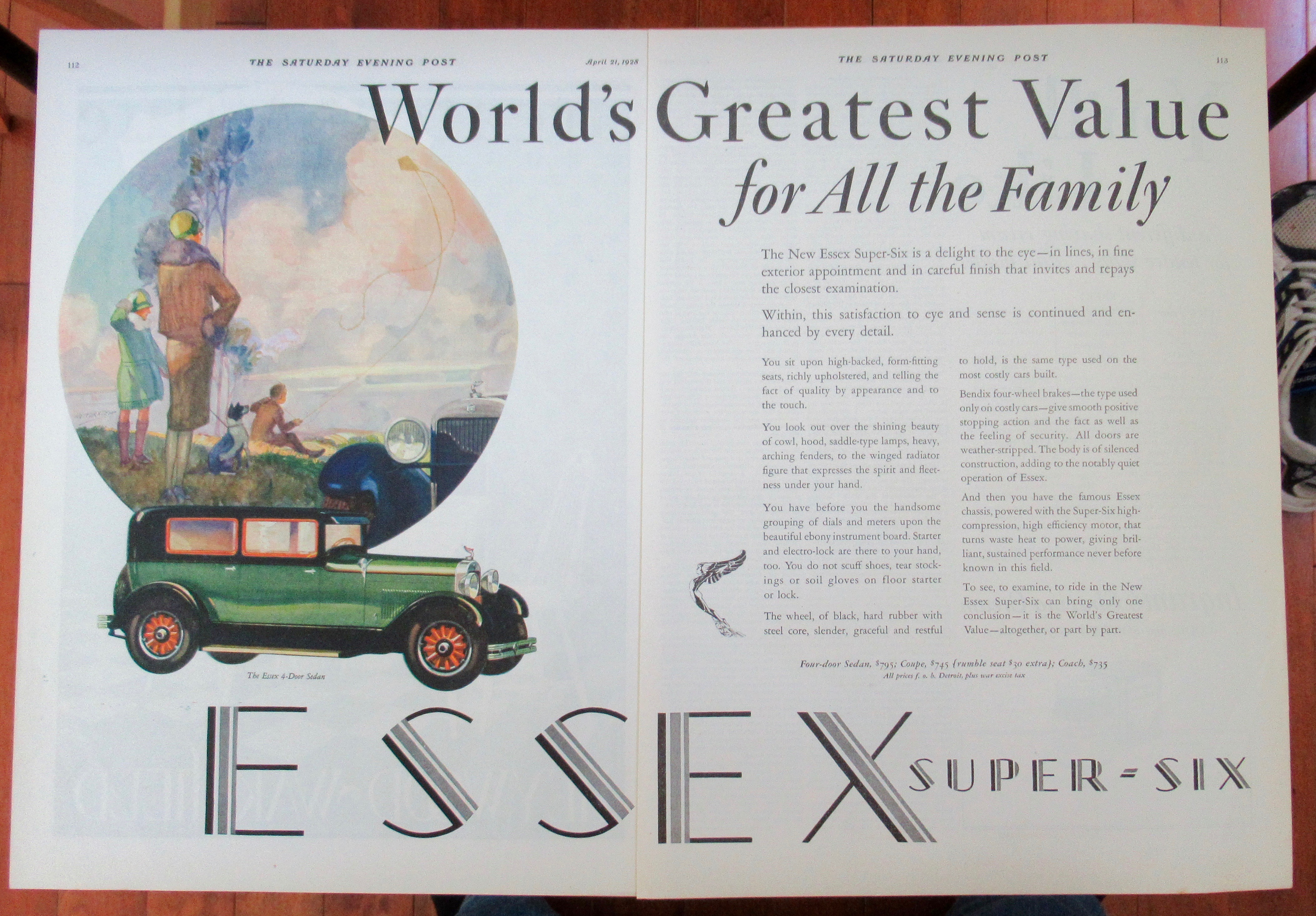 1928 Essex Automobile with the Essex 4 Door Sedan