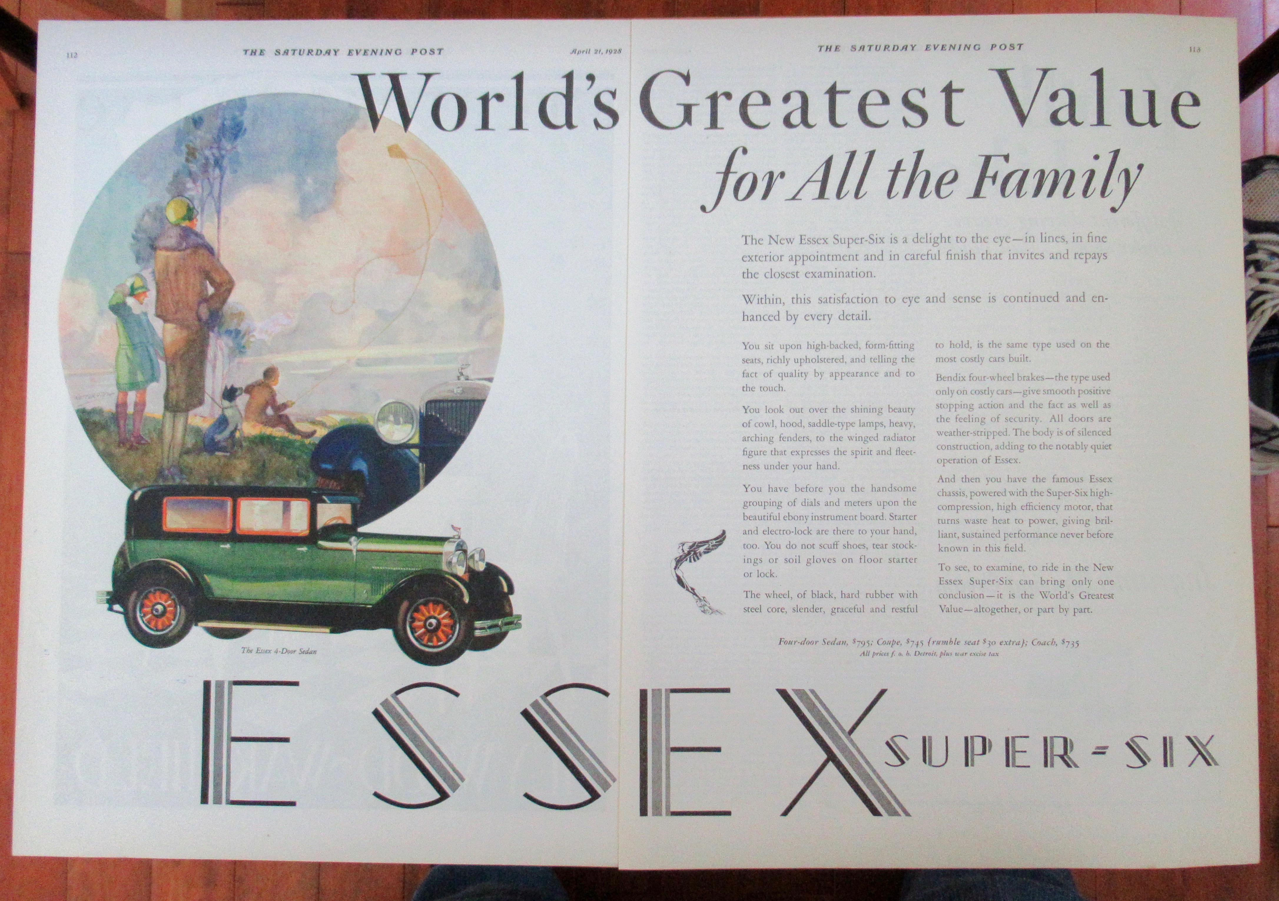 1928 Essex Automobile with the Essex 4 Door Sedan