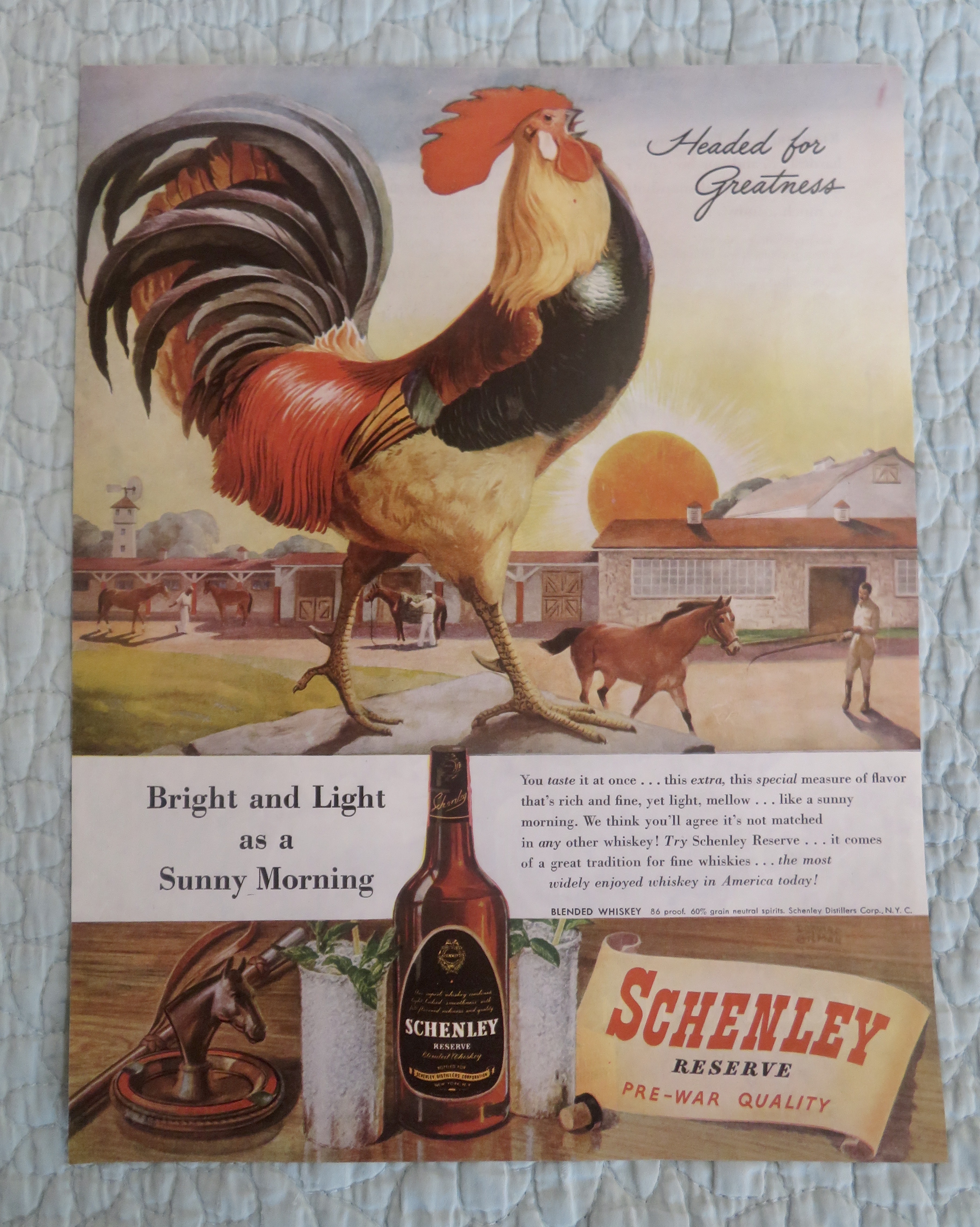 1945 Schenley Whiskey with Rooster Crowing