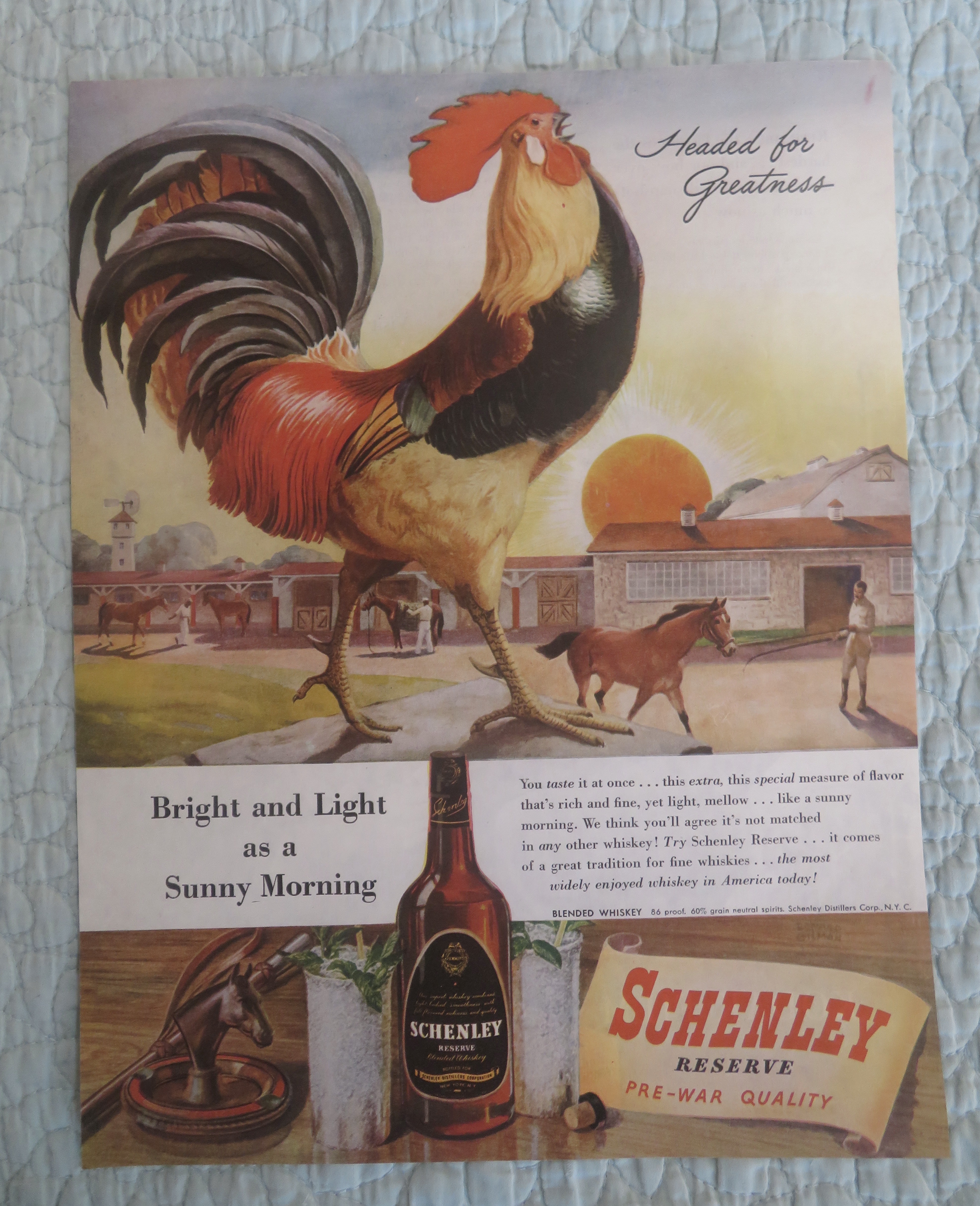 1945 Schenley Whiskey with Rooster Crowing
