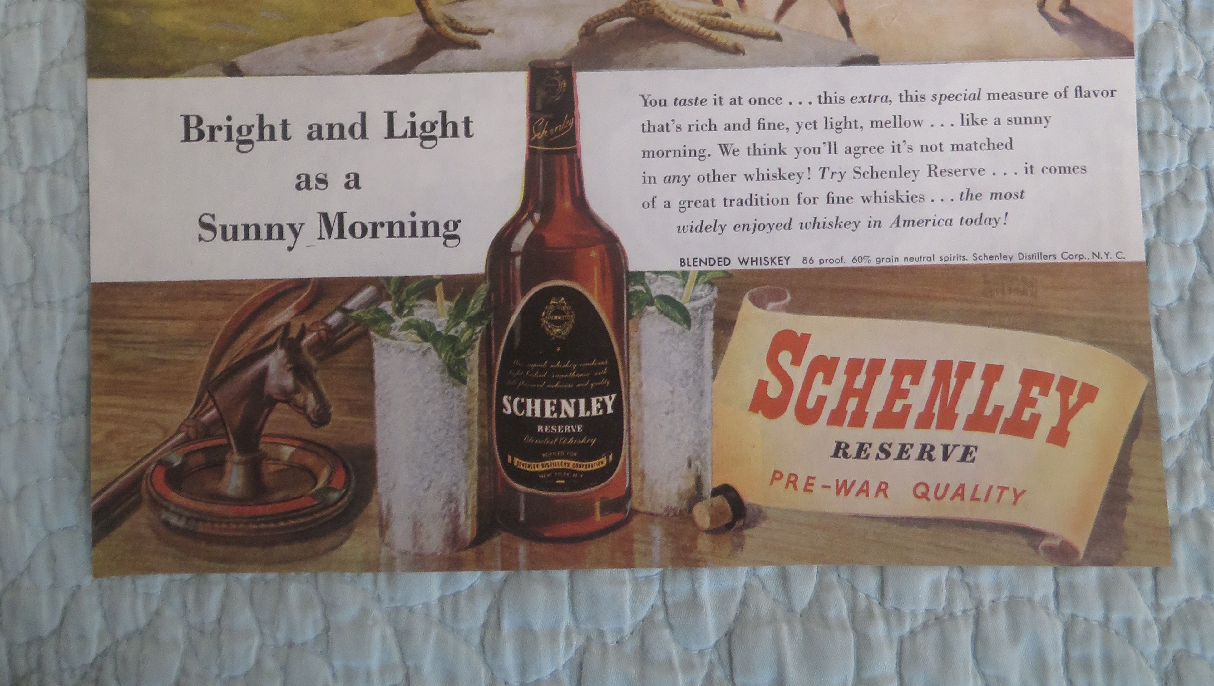 1945 Schenley Whiskey with Rooster Crowing