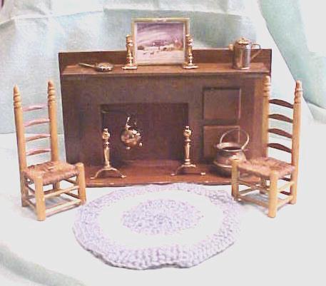 Dollhouse Fireplace Wood Country Style