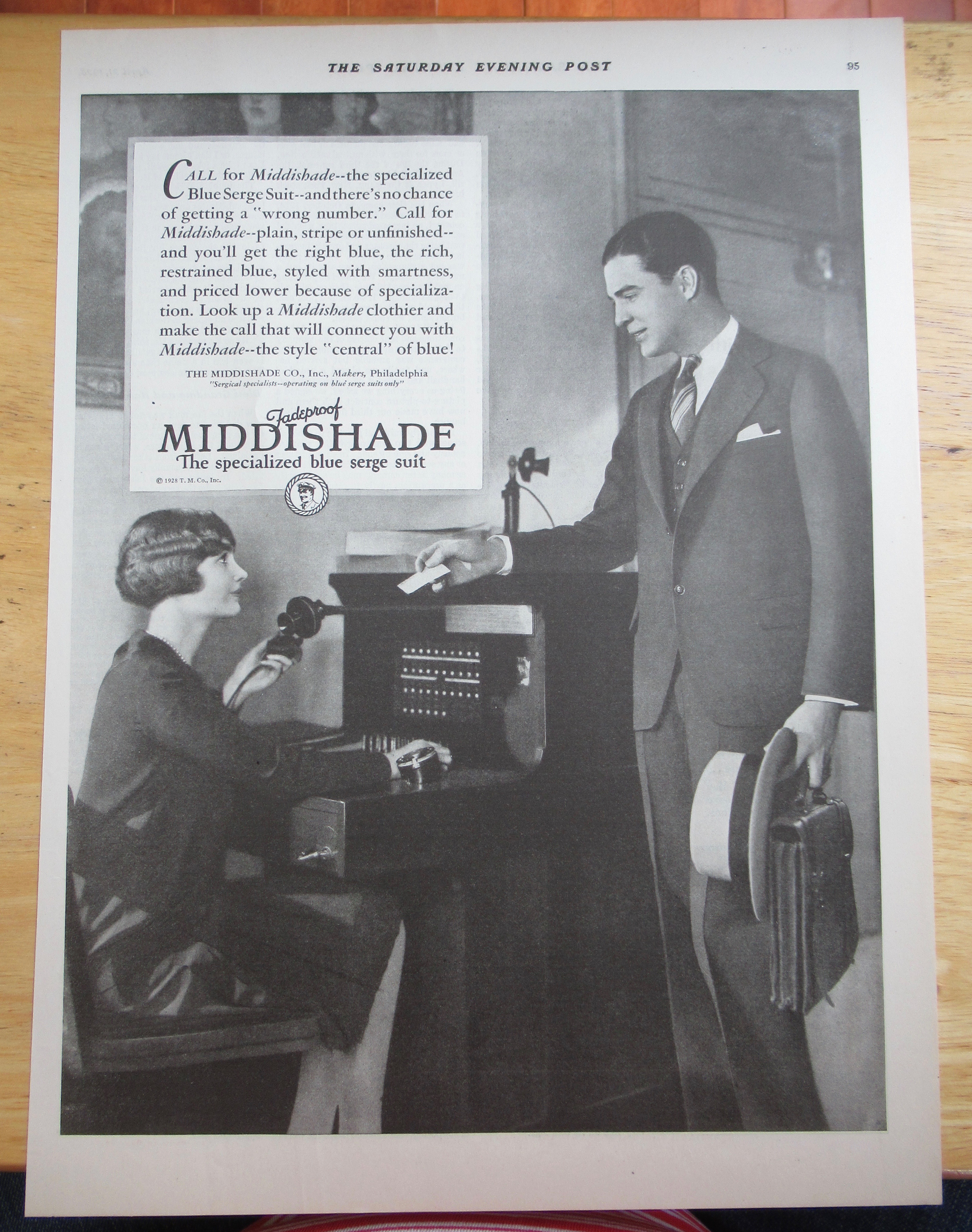 1928 Fadeproof Middishade Suit with the Blue Serge Suit