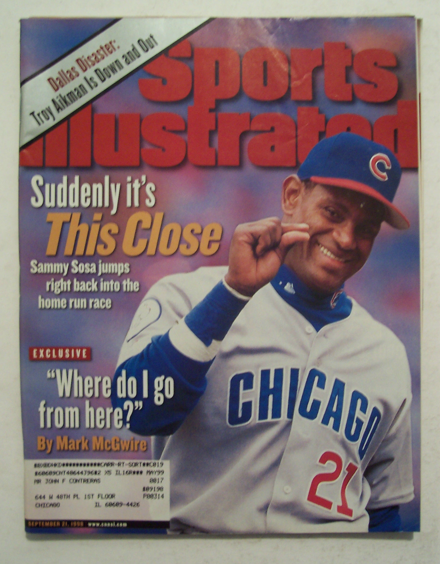 Sports Illustrated Magazine-September 21, 1998-Sam Sosa