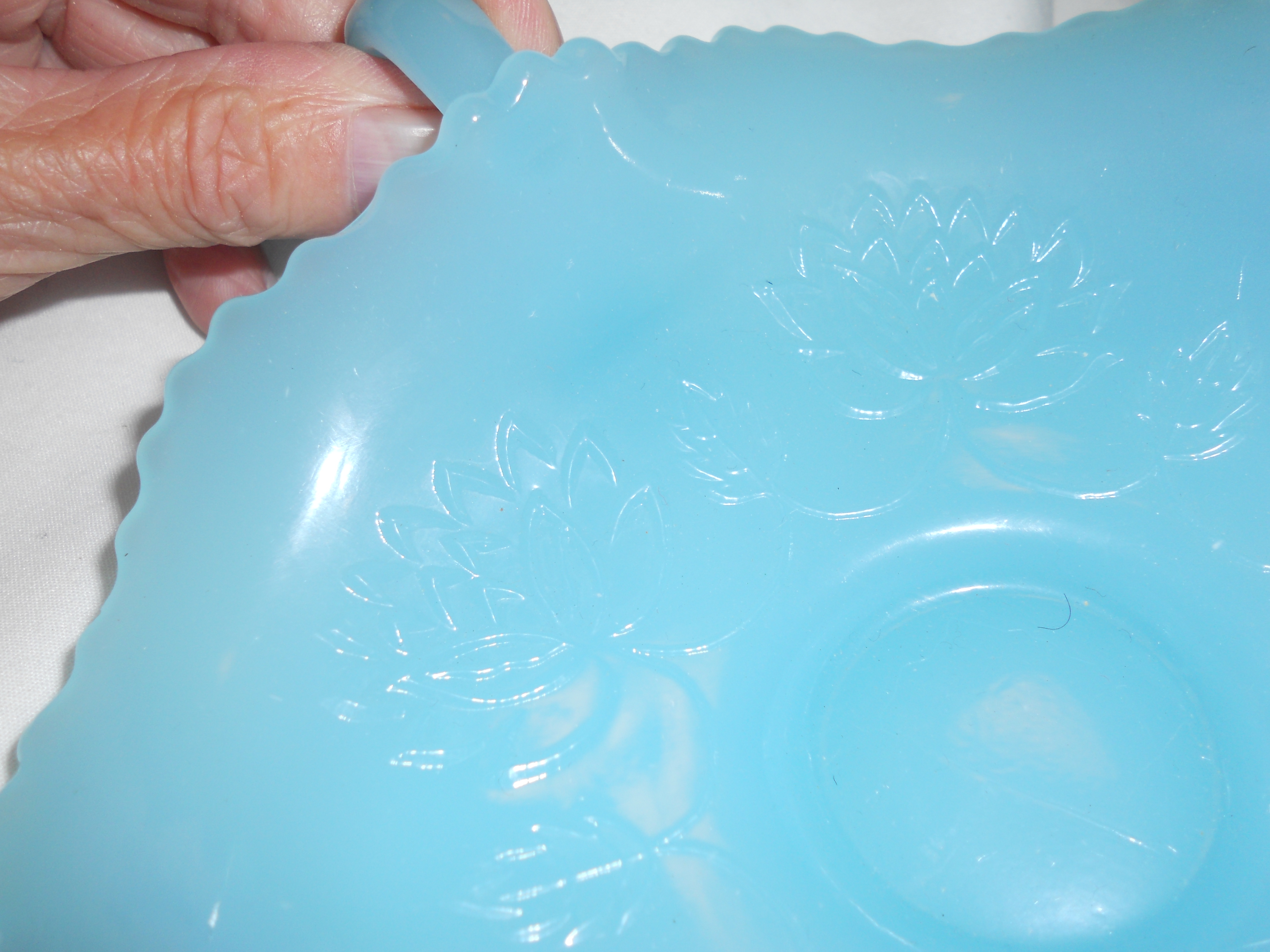 Blue Art Glass Double Handled Dish Bon Bon