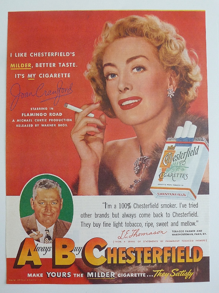 1949 Chesterfield Cigarettes With Joan Crawford