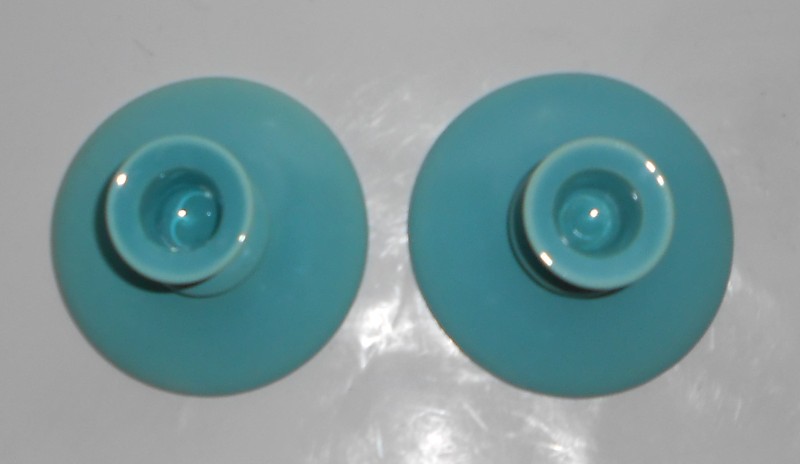 Franciscan Pottery Tropico Art Ware Pair #96 Candlestick Holders - Glacial Blue