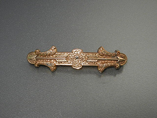 Brooch Pin Victorian Arrows Gold Fill 1800s