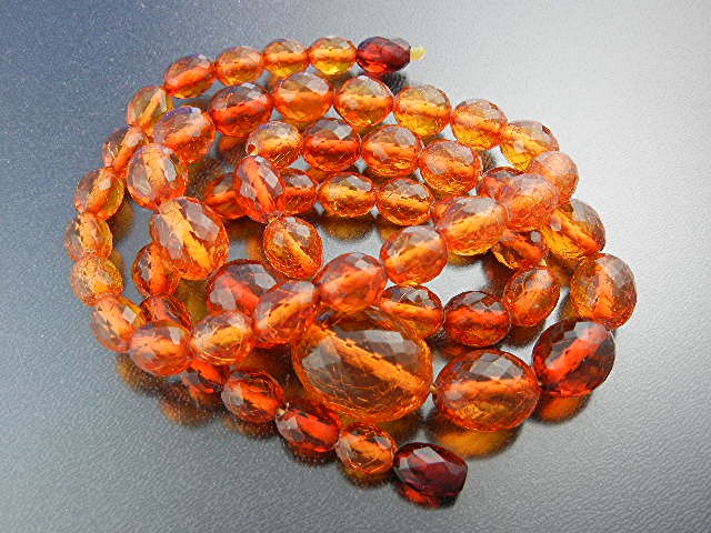 Amber GoldenFaceted 40s Necklace 27 Inches