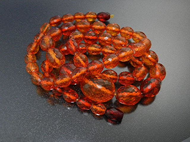 Amber GoldenFaceted 40s Necklace 27 Inches