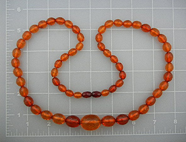 Amber GoldenFaceted 40s Necklace 27 Inches